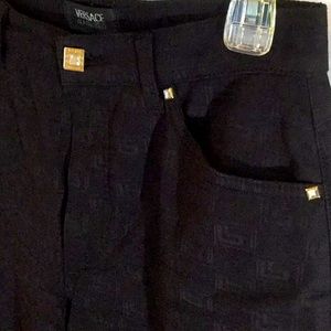 HOT Black Versace slacks with jeweled trim.